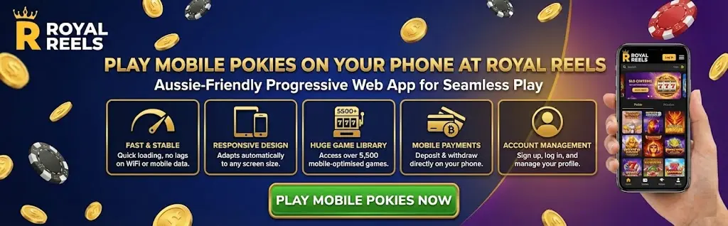 Phone interface Royal Reels mobile pokies for pocket gaming